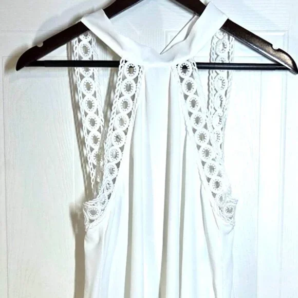 Lulus White Any Sway Shape or Form Sleeveless Crochet Lace Halter Dress Size XS - Picture 2 of 7